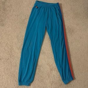 aviator nation 5 STRIPE SWEATPANTS - NEON BLUE // NEON RAINBOW